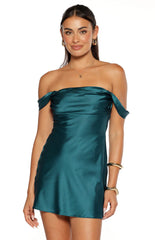 Zoella Teal Off The Shoulder Mini Dress