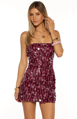 Tether Purple Sequin Strapless Party Mini Dress - PRE ORDER